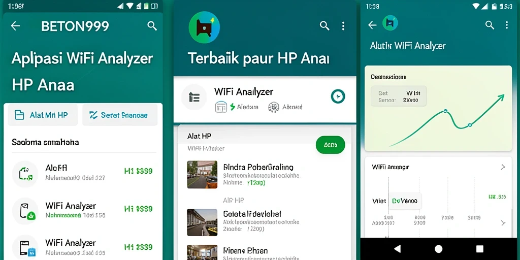 Tampilan antarmuka utama aplikasi BETON999 yang menampilkan analisis WiFi.