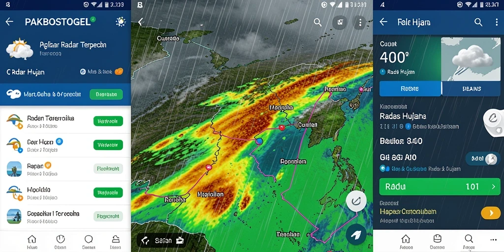 Tampilan antarmuka PAKBOSTOGEL yang menampilkan radar hujan secara jelas.