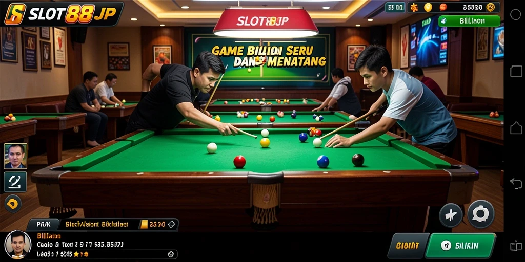 Tampilan antarmuka SLOT88JP dengan desain Billiard yang modern.