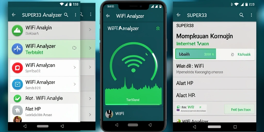 Antarmuka SUPER33 menunjukkan analisis dan informasi jaringan WiFi.