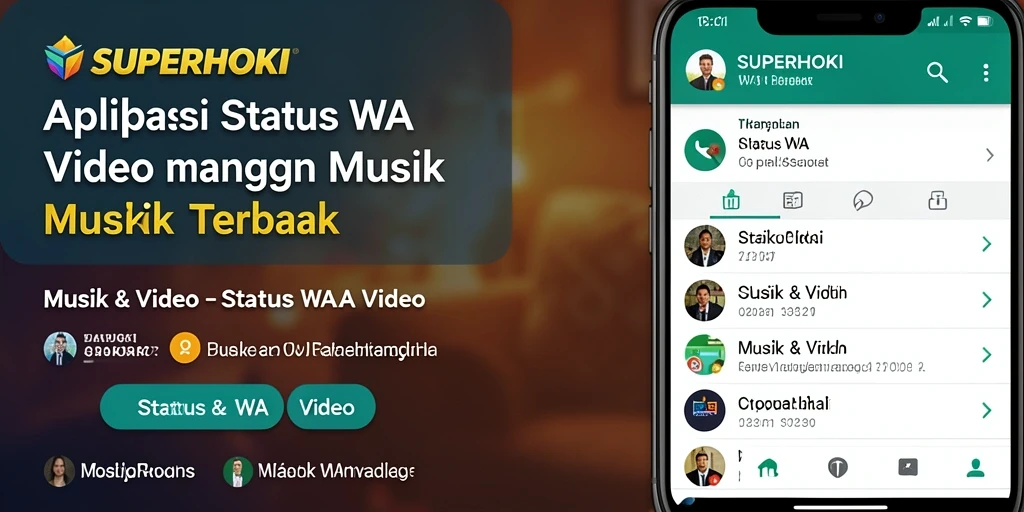Antarmuka SUPERHOKI menampilkan beragam pilihan video musik untuk status WA.