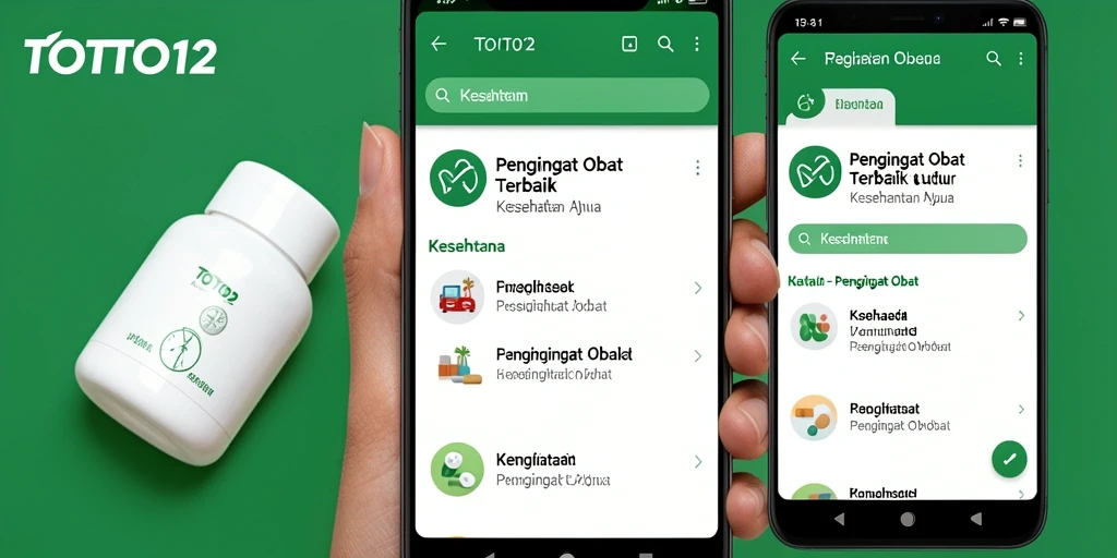 Antarmuka aplikasi TOTO12 untuk Pengingat Obat yang sederhana dan efisien.