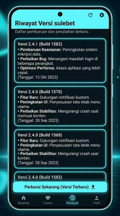 Riwayat Versi Aplikasi Sulebet untuk Android